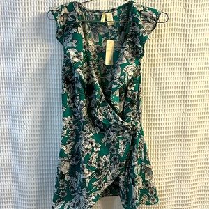 2/$15 NWT Floral Wrap Blouse - Medium